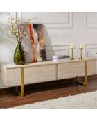 Meuble TV Serenity travertin/doré - 180x45x30 cm