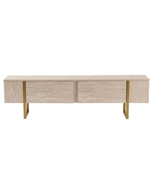 Meuble TV Serenity travertin/doré - 180x45x30 cm