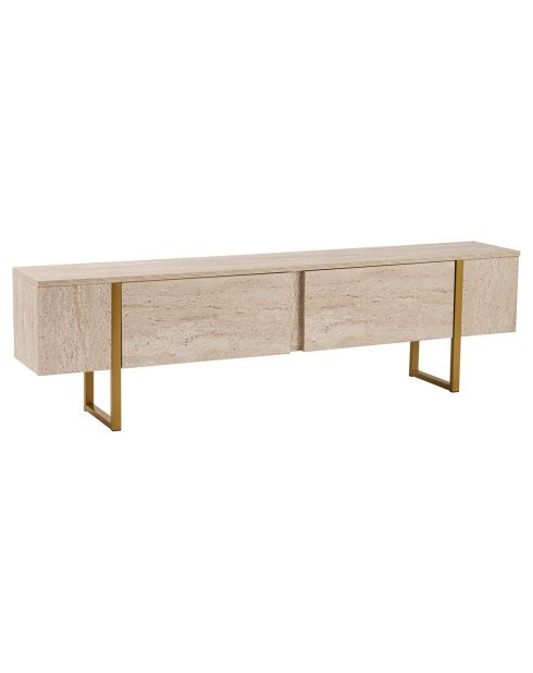 Meuble TV Serenity travertin/doré - 180x45x30 cm