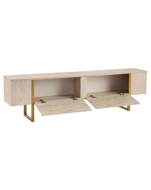 Meuble TV Serenity travertin/doré - 180x45x30 cm