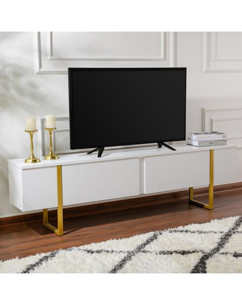 Meuble TV Serenity blanc/doré - 180x45x30 cm