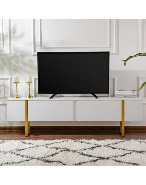 Meuble TV Serenity blanc/doré - 180x45x30 cm