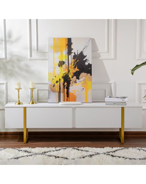 Meuble TV Serenity blanc/doré - 180x45x30 cm