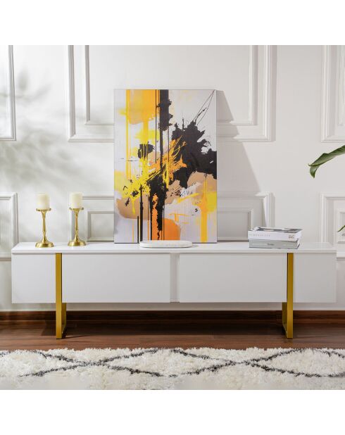 Meuble TV Serenity blanc/doré - 180x45x30 cm