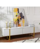 Meuble TV Serenity blanc/doré - 180x45x30 cm
