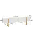 Meuble TV Serenity blanc/doré - 180x45x30 cm