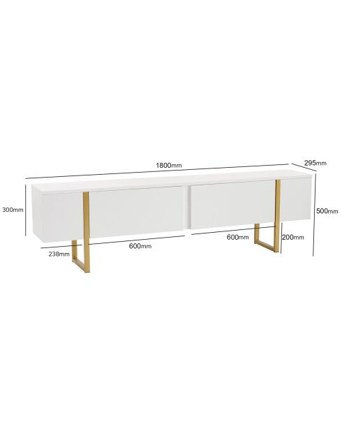Meuble TV Serenity blanc/doré - 180x45x30 cm