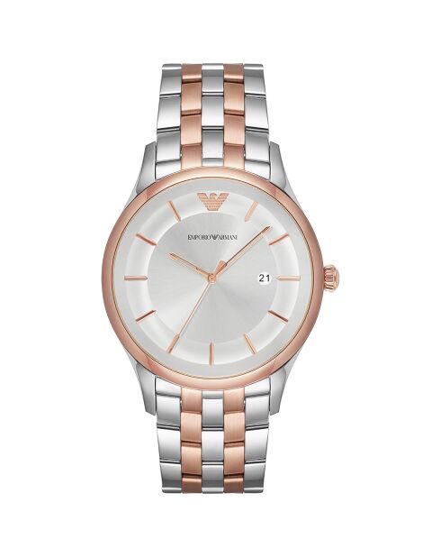 Montre Homme en Acier argenté/rose doré