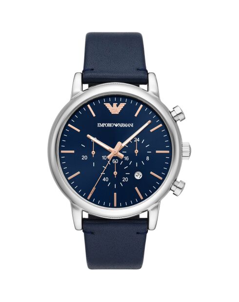 Montre Homme en Cuir bleue
