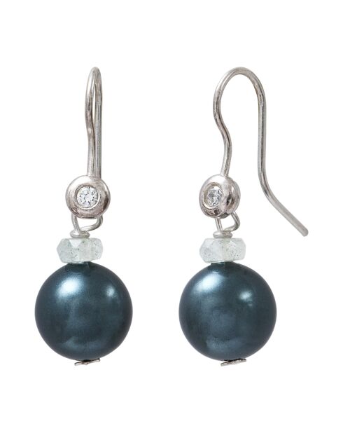 Boucles d'oreilles en Argent, Cristal & Aigue Marine