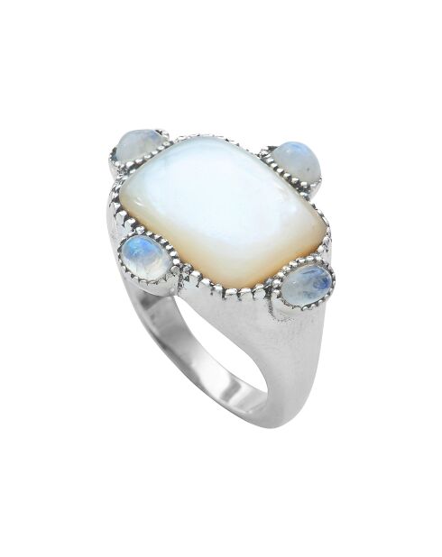 Anello in argento e madreperla arcobaleno