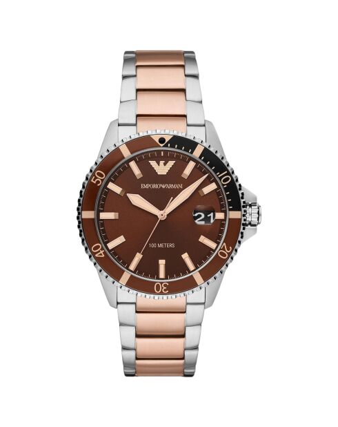 Montre Homme en Acier argenté/doré rose