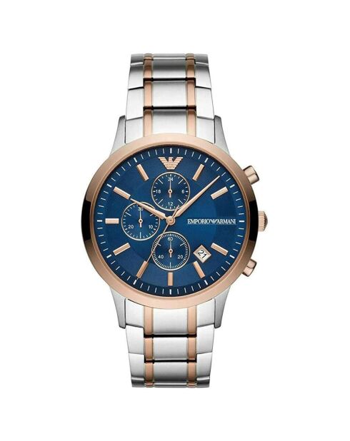 Montre Homme en Acier argenté/rose doré