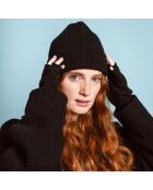 Guantes negros de mezcla de lana sin dedos