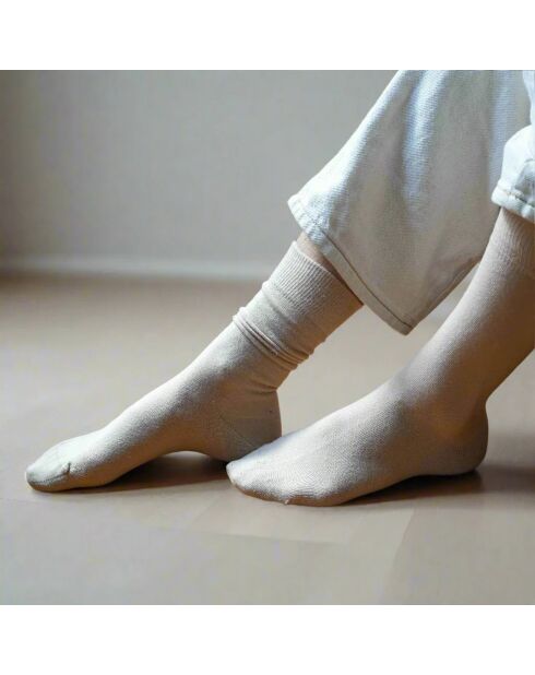 Calzini in misto cotone biologico beige tinta unita