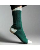 Chaussettes en Laine Mérinos mélangée avec des bandes vertes