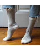 Calzini in misto lana merino con bande beige