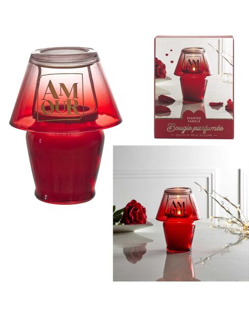 Bougie Parfumee Lampe Amour  rouge - 9.7x12.5x9.7 cm