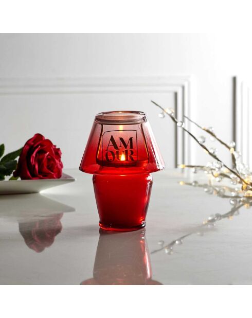 Bougie Parfumee Lampe Amour  rouge - 9.7x12.5x9.7 cm
