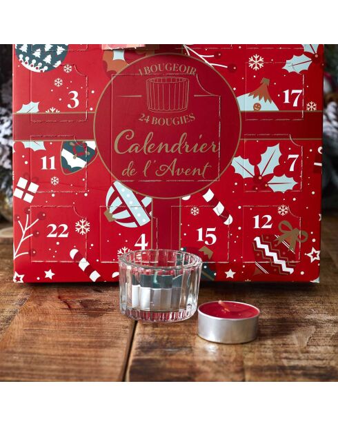 Calendrier de l'avent Photophores & Bougies Parfumées rouge - 21.7x37x4.2 cm