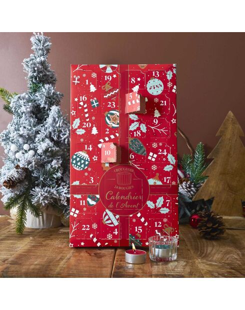 Calendrier de l'avent Photophores & Bougies Parfumées rouge - 21.7x37x4.2 cm