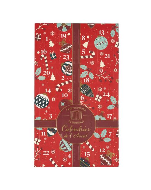 Calendrier de l'avent Photophores & Bougies Parfumées rouge - 21.7x37x4.2 cm