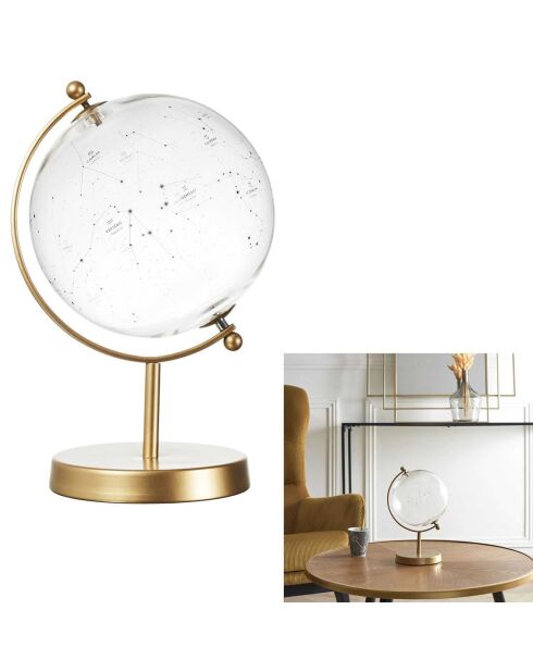 Globe Constellations  doré/transparent - 16x24x16 cm