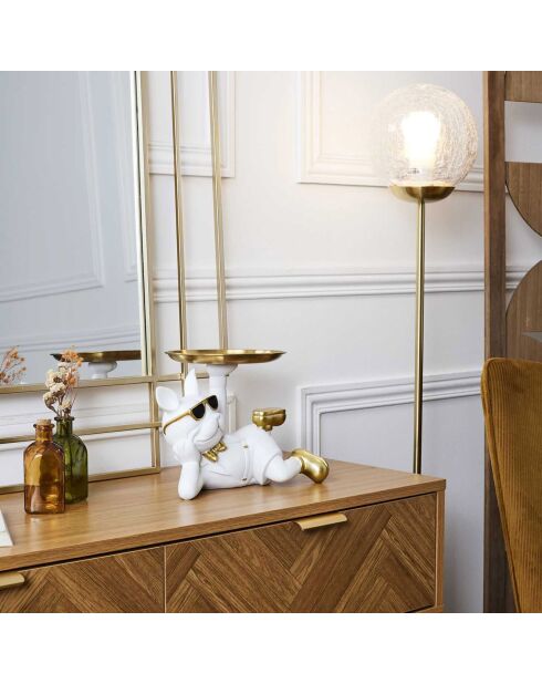 Statue Bulldog  - Assorti blanc/doré - 27x17x18.2 cm