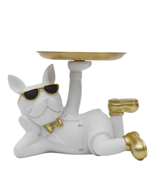 Statue Bulldog  - Assorti blanc/doré - 27x17x18.2 cm