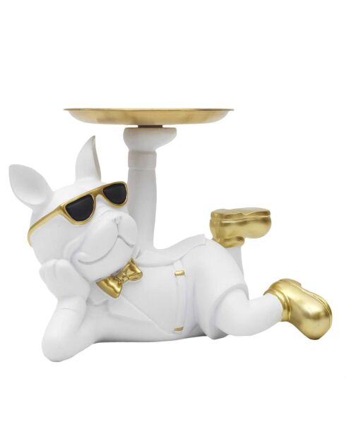 Statue Bulldog  - Assorti blanc/doré - 27x17x18.2 cm