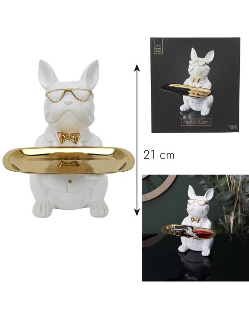 Decoration & Vide poche Bulldog blanc doré - 17.5x21x17.5 cm