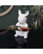 Decoration & Vide poche Bulldog blanc doré - 17.5x21x17.5 cm