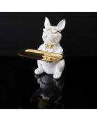 Decoration & Vide poche Bulldog blanc doré - 17.5x21x17.5 cm
