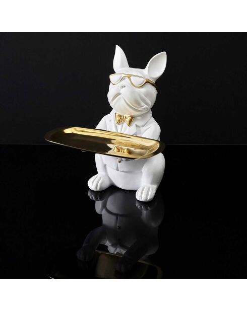 Decoration & Vide poche Bulldog blanc doré - 17.5x21x17.5 cm