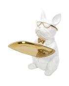 Decoration & Vide poche Bulldog blanc doré - 17.5x21x17.5 cm