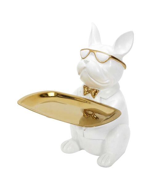 Decoration & Vide poche Bulldog blanc doré - 17.5x21x17.5 cm