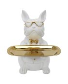 Decoration & Vide poche Bulldog blanc doré - 17.5x21x17.5 cm