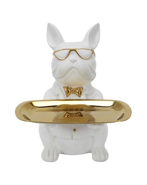 Decoration & Vide poche Bulldog blanc doré - 17.5x21x17.5 cm