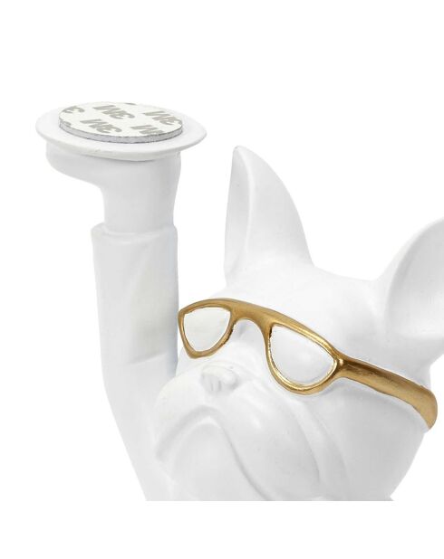 Statue Bulldog vide poche  blanc/doré/gris - 18x21x21 cm