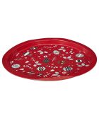 Plateau en métal rond Nöel rouge - 32x1.5x32 cm