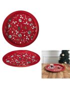 Plateau en métal rond Nöel rouge - 32x1.5x32 cm