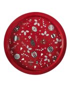 Plateau en métal rond Nöel rouge - 32x1.5x32 cm