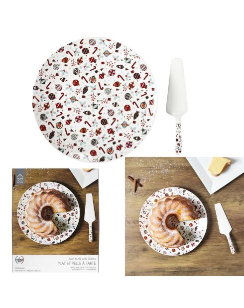 Plat & Pelle à tarte  multicolore - 30x2x30 cm