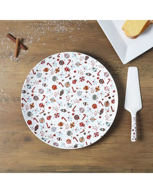 Plat & Pelle à tarte  multicolore - 30x2x30 cm