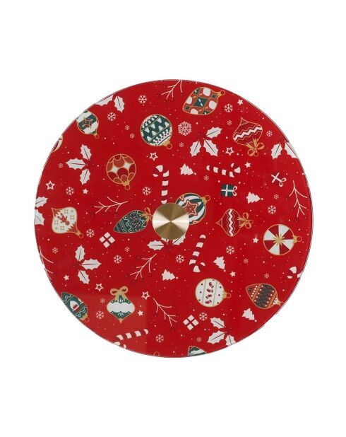 Plateau Tournant Noel  blanc/rouge - 28x2.2x28 cm