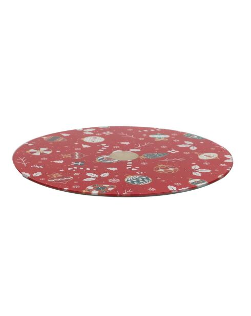 Plateau Tournant Noel  blanc/rouge - 28x2.2x28 cm