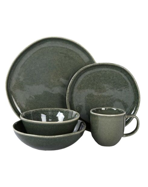 6 Assiettes Au grès du temps vertes - D.27 cm