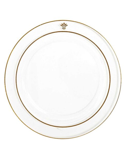 12 Assiettes rondes dorées - D.19 cm