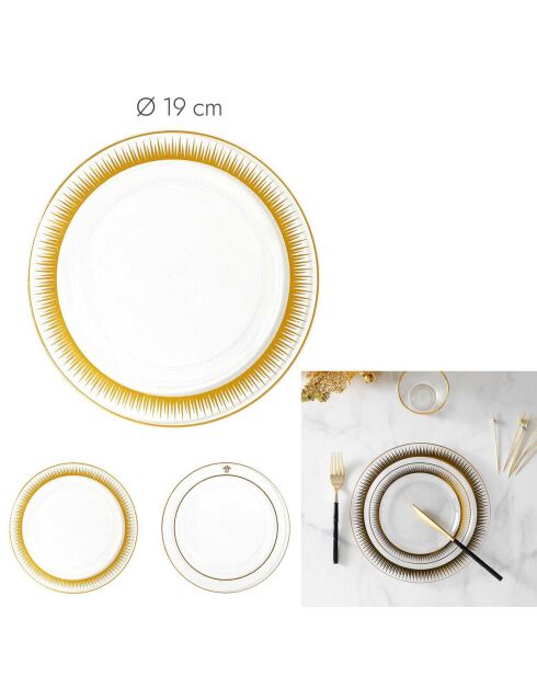 12 Assiettes rondes dorées - D.19 cm