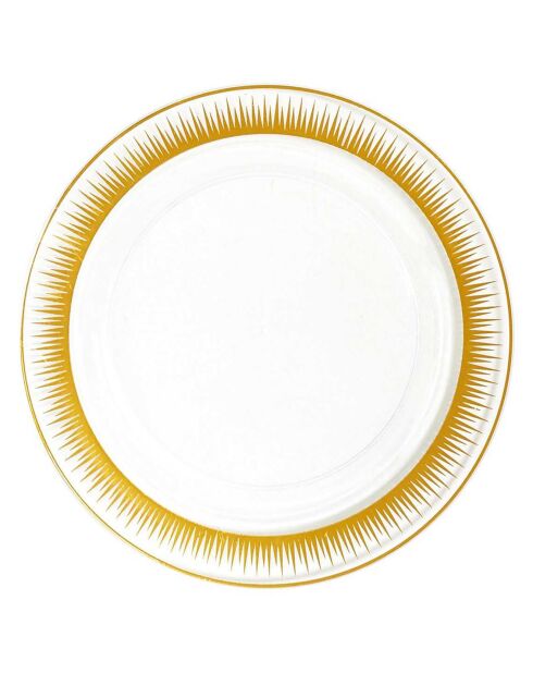 12 Assiettes rondes dorées - D.19 cm